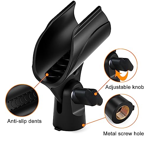 2 Pcs Universal Microphone Clip, Adjustable Mic Clip Holder for Mic Stand, Come with 5/8" Male to 3/8" Female Screw Adapter - size: 2_Pack
