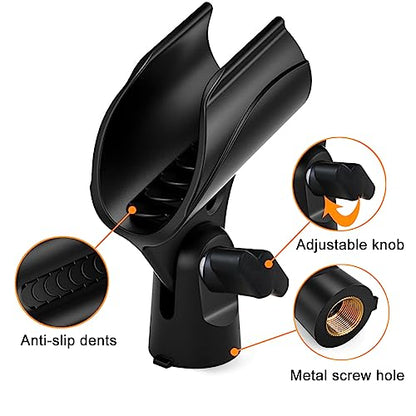 2 Pcs Universal Microphone Clip, Adjustable Mic Clip Holder for Mic Stand, Come with 5/8" Male to 3/8" Female Screw Adapter - size: 2_Pack