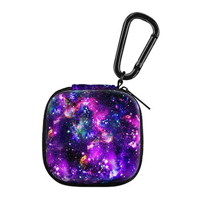 WIRESTER Portable Wireless Headphone Case, Earphone Storage Bag Carrying Case, Earbud Holder with Black Carabiner Compatible with Airpods - Purple Nebula Galaxy - color: Purple Nebula Galaxy