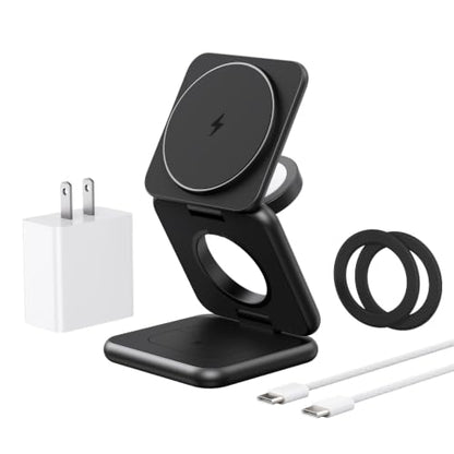 KU XIU 3 in 1 Charging Station for Samsung Phone Watch Buds | Aluminum Alloy Foldable Wireless Charger for Samsung Galaxy S26 S25 Ultra/Galaxy Buds, for Galaxy Watch Ultra 8 7 6 5 4 - color: Black