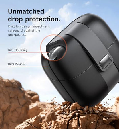 SURITCH for Samsung Galaxy Buds 3 Pro (2024) / Buds 3 (2024) / Buds 3 FE (2025) Case, Magnetic Cases with Cleaner Kit & Hanging Lanyard, Stylish Shockproof Cases Rugged Protective Cover, Black - color: Black