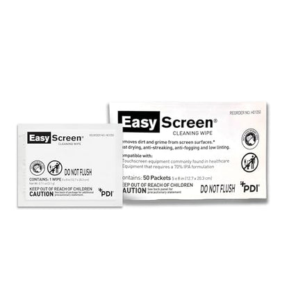 Easy Screen, Premium Screen Cleaning Wipes, Electronics, Touchscreens, and Glasses Cleaner, 50 Individual Packets Per Box, Large 5” x 8” Wipe