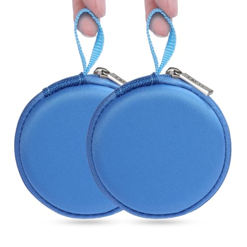 Ginsco Mini-Portable Hard Shell Earbuds Case for Apple EarPods Headphones USB-C Wired Ear Buds/Skullcandy Jib Wired Earbuds, Travel Case for Earphones Earplugs (2, Blue) - color: Blue