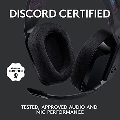 Logitech G535 Lightspeed Wireless Gaming Headset - Black | Lightweight, on-ear design, flip-to-mute microphone, USB rechargeable battery - color: Black, style: Wireless