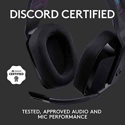 Logitech G535 Lightspeed Wireless Gaming Headset - Lightweight on-Ear Headphones, flip to Mute mic, Stereo, Compatible with PC, PS4, PS5, USB Rechargeable - Black (Renewed)