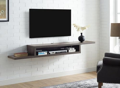 Asymmetrical Wall Mounted Wood TV Console Entertainment Center 72-inch Gray - color: Grey, size: 72"
