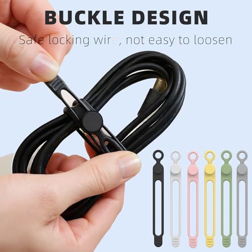 Data Cable Organizer, 2026 NEW Elastic Silicone Cable Ties, Reusable Cable Ties Wire Management Organizer, Multi-Purpose Cord Organizers for Bundling and Fastening Earphone, Phone Charger (18)