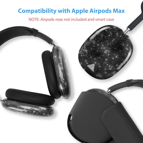 Case Cover for AirPods Max Headphone,Glitter Shell Pattern TPU Ear Cup Case,Silicone Ear Pad/Headband Protective Cover Accessories Compatible with Apple AirPods Max(2024/2020),Glitter Black Seashell - color: Glitter Black Seashell