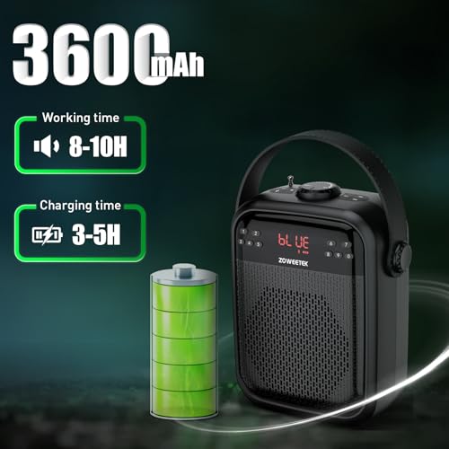 ZOWEETEK Wireless Voice Amplifier with Handheld Microphone for Teachers | Buletooth PA System Speaker and Microphone,Portable Megaphone for Classroom, Speech,Karaoke,Outdoor