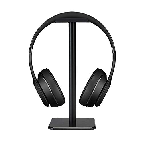 Headphone Stand Gaming Headset Holder Universal Aluminum Metal Headphone Holder Hanger with Aluminum Supporting Bar Flexible Headrest ABS Solid Base for All Headphone,Black, HSB3602 - color: Black