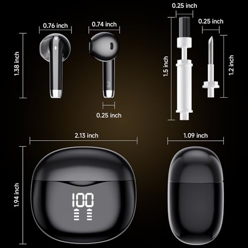 Wireless Earbuds, Bluetooth 5.4 Stereo, 35H Playtime, Balanced Sound | Clear Calls, 13mm Drivers, Dual Mics, Digital Display, Touch Control, IPX5 Waterproof, In-Ear for iOS/Android