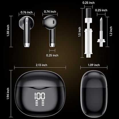 Wireless Earbuds, Bluetooth 5.4 Stereo, 35H Playtime, Balanced Sound | Clear Calls, 13mm Drivers, Dual Mics, Digital Display, Touch Control, IPX5 Waterproof, In-Ear for iOS/Android