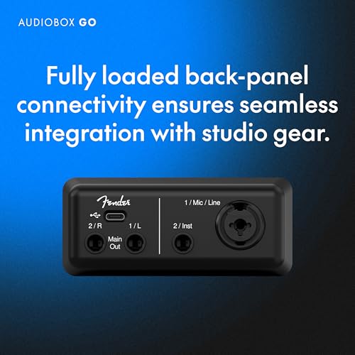 Fender AudioBox GO USB Audio Interface, for Guitarist, Vocalist, or Producer. Includes easy to use software, Fender Studio app, Amp and FX pack to create Studio Quality recordings. PC/Mac | Or Producer. Includes easy to use software, Fender Studio app, Am