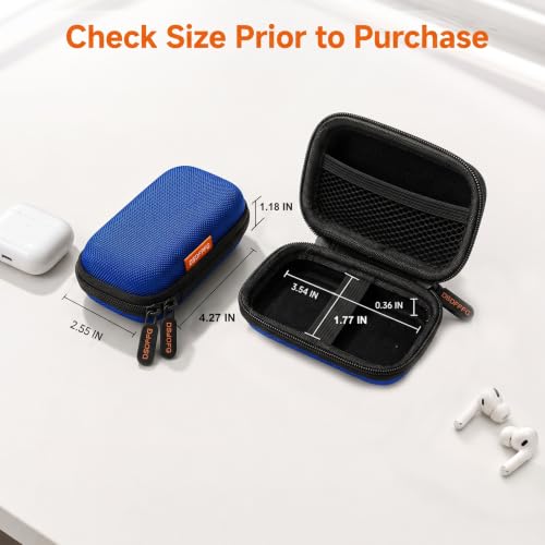 Mini Earbud Case, Small Hard Shell EVA Rectangle Carrying Zipper Tech Pouch | Blue for Apple Airpods, Earpods, Galaxy Buds, Wired Wireless Earbuds, Earplugs, IEMs, Flash Drive, USB Cable, Memory Card - color: Blue
