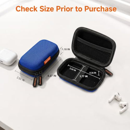 Mini Earbud Case, Small Hard Shell EVA Rectangle Carrying Zipper Tech Pouch | Blue for Apple Airpods, Earpods, Galaxy Buds, Wired Wireless Earbuds, Earplugs, IEMs, Flash Drive, USB Cable, Memory Card - color: Blue