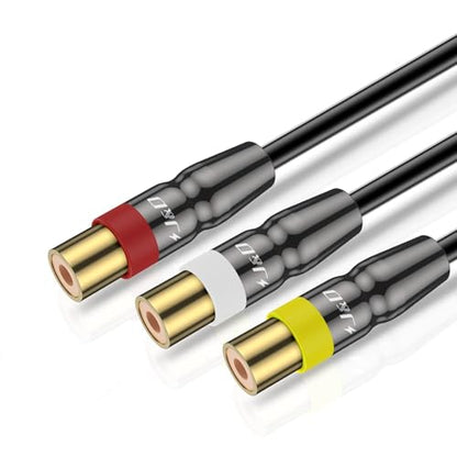J&D RCA Cable, Heavy Duty 3 RCA Male to Female AV Extension Cable, Copper Shell, Audio Video Components Compatible with Set-Top Box, Speaker, Amplifier, DVD Player, 6 Feet - size: 6 Feet
