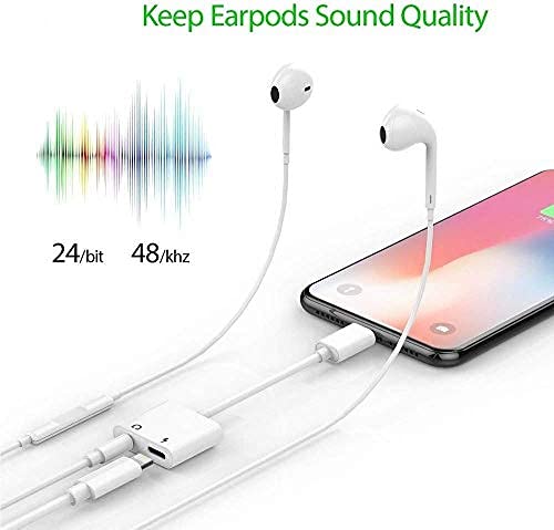 [Apple MFi Certified] Dual 2in1 Lightning Headphone Audio & Charger Adapter Splitter for iPad,2 Pack iPhone Headphone Adapter for iPhone 14/13/ 12/11/ XS/XS Max/XR/X/ 8/8plus/7/7 Plus/iPad