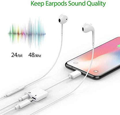 [Apple MFi Certified] Dual 2in1 Lightning Headphone Audio & Charger Adapter Splitter for iPad,2 Pack iPhone Headphone Adapter for iPhone 14/13/ 12/11/ XS/XS Max/XR/X/ 8/8plus/7/7 Plus/iPad