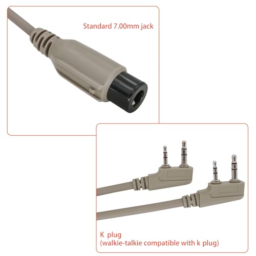 U94 Dual PTT 2 Pin K Plug for UV5R Tactical Headset w/7.0mm Jack | Tactical Headsets (Civilian),Waterproof ABS Build,Two Independent Buttons,Two-Way Control,Adjustable Clip