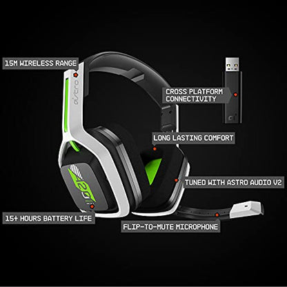 ASTRO Gaming Logitech G A20 Gen 2 Wireless Headset Xbox - White/Green | Compatible with Series X | S, One - style: Xbox Series X|S, PC/Mac