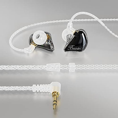BASN Bmaster Triple Drivers in Ear Monitor Headphone (Black) | sound isolation iem with two detachable mmcx cables,carrying kit fit, ideal for audio engineer musician - color: Black