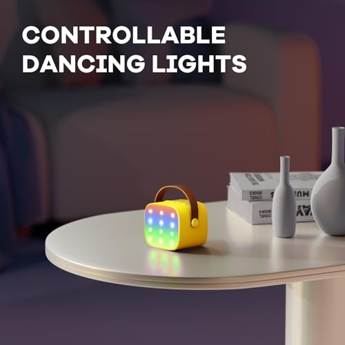 YLL Mini Karaoke Machine for Kids Adults, Portable Bluetooth Speaker with 2 Wireless Microphones, Birthday Gifts Toys for Girls Boys Ages 3, 4, 5, 6, 7, 8, 9,10,11,12+ Years Old Toddler (Yellow) | Portable Bluetooth Mini Speaker with 2 Wireless Microphone