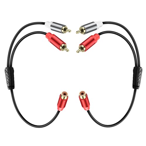 RCA Subwoofer Cable - 0.98FT (2PCS) Y Splitter Stereo Audio Cable Gold-Plated Plug RCA Audio Subwoofer Adapter Cord for Hi-Fi System TV Amplifier Home Theater - style: 1 RCA Female to 2 RCA Male