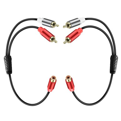 RCA Subwoofer Cable - 0.98FT (2PCS) Y Splitter Stereo Audio Cable Gold-Plated Plug RCA Audio Subwoofer Adapter Cord for Hi-Fi System TV Amplifier Home Theater - style: 1 RCA Female to 2 RCA Male