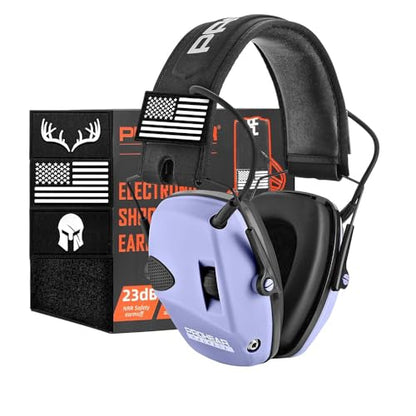 PROHEAR Electronic Ear Protection for Shooting with 4X Sound Amplification, Gun Range Hearing Protection Muffs, NRR 23dB Noise Reduction Headphones for Hunting, Purple - style: Electronic-purple