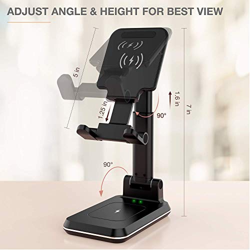 2-in-1 Charger Stand,Dual 15W Height Adjustable Wireless Charger Desk Stand,Wireless Charging Station,for iPhone 17/16/15/14/13/12, AirPods Pro,Samsung S25/S24/S23/S22/S21 (No AC Adapter)