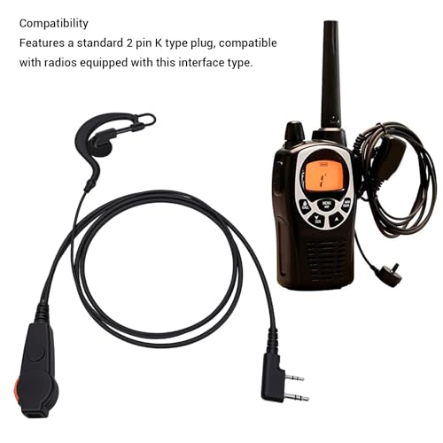 Yunseity 2 Pin Radio Earpiece, Clear Sound Quality Wired Earhook Headset with Mic Push to Talk Key, for HYT Puxing Radios
