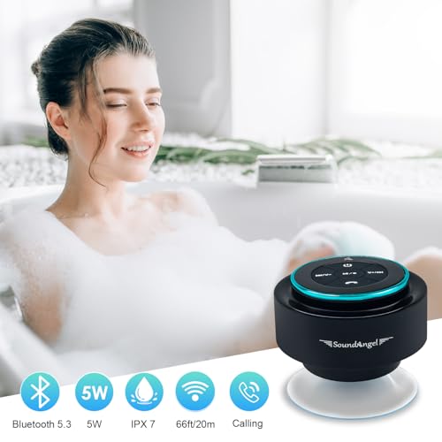 XLEADER, Upgraded, Pro Shower Speaker, Certified IPX7 Waterproof Bluetooth Speaker, with Suction Cup, Silicone Lanyard, 8W Crystal Sound&Rich Bass, 15H Playtime, Ideal Gifts - SoundAngel Mate(2 Gen) - color: A Blue