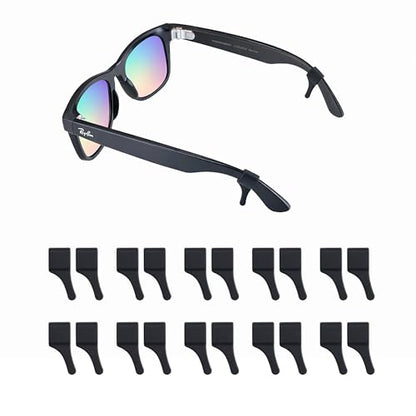 Glasses Ear Grips for Rayban Meta & Thick Temples - Anti-Slip Silicone Eye Glasses Ear Grippers, Eyeglass Grip Sleeve Retainer, Sunglass Holders Cushions Hooks, Accessories - 10 Pairs Black - color: 10 Pairs Black