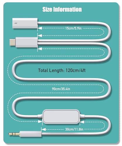 Aux to USB C, 2-in-1 USB-C to Aux 코드, 삼성 갤럭시, 아이폰 에어/17/16/15, 자동차 USB 타입-C - 3.5mm 수 오디오 케이블 통화 및 충전 지원 차량 스테레오, 스피커, 헤드폰 - style: 충전용 USB-C 포트