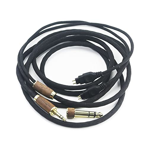 NewFantasia 10ft Replacement Upgrade Audio Cable Compatible with Sennheiser HD650 HD600 HD580 HD660S HD660S2 HD58X HD6XX Headphone 7N OCC Copper Silver Plated Cord Walnut Wood Shell 3.5mm/6.35mm