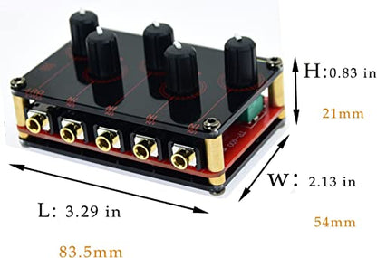 Multiple Input Mix 4 Way 1/8" inch 4 in 1 Out Stereo Passive Mixer Headphone Sound Audio Speaker Splitter selector switcher 3.5mm audio Switch Box aux Loop Volume knob Control 3.5 mm Mixing Sharing