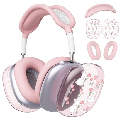 for AirPods Max Headphones Bunny Ear Covers for AirPods Max 2 - color: Bunny Flower B/Pink