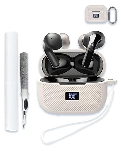 Case Cover for TOZO T20 Wireless Earbuds Bluetooth Headphones,Protective Soft Silicone Skin Case Cover Shock-Absorbing Protective Case with Keychain,Lanyard and Cleaning Pen-White - color: WHITE