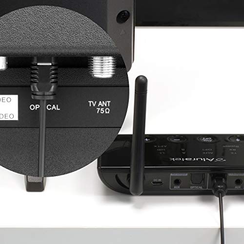Aluratek Bluetooth Audio Receiver and Transmitter with Low Latency, Dual Antenna, Support Up to 100 Foot Range for Wireless from TV to Headphone/Speaker, PC, Home Theatre - ABCD54F