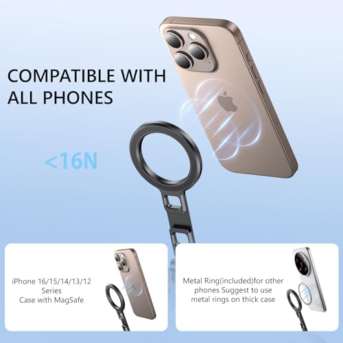 VRIG MG-21 Magnetic Phone Tripod Stand for iPhone, Aluminum Alloy Mini Foldable Tripod for Desk/Handheld, Cold Shoe Expansion Mount, Compatible with 1/4 Screw & Arca-Swiss Plates - size: MG-21 Tripod