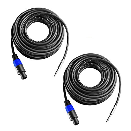 2Pcs 200ft Speakon to 1/4" TS Cable 12AWG Twist Lock Pro Audio Speaker Cord - size: 200Feet-2Pack(DEAL)