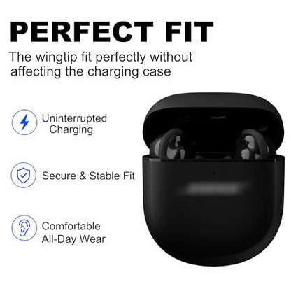 Replacement Ear Tips for Bose QuietComfort Ultra Earbuds 1/2nd Gen | Anti-Slip Silicone Wingtip Covers Eartip with Portable Storage Box (3 Pairs, Black, S/M/L)