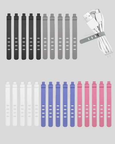 25-Piece Silicone Cable Ties Set, Reusable High-Elasticity Cord Ties for Charging Cord Organizer, Phone Chargers, and Earphones - Ideal for Home & Office