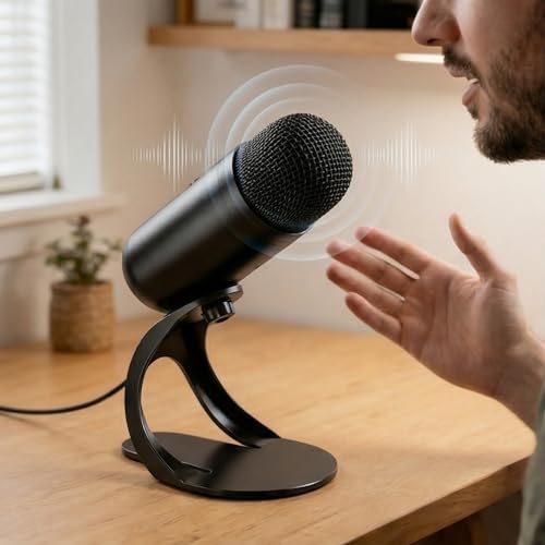 Plug-and-Play USB-C Condenser Microphone | Noise Cancel, Large Diaphragm | for Gaming, Streaming, Teaching, Podcasting | Easy Setup