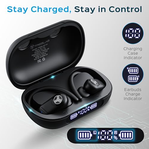 TREBLAB X4 Over the Ear Earbuds Wireless Bluetooth, 11H, IPX5 (Renewed)