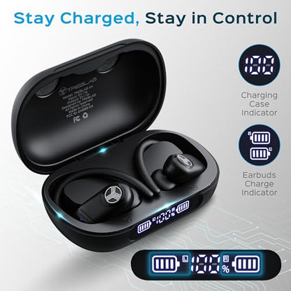 TREBLAB X4 Over the Ear Earbuds Wireless Bluetooth, 11H, IPX5 (Renewed)