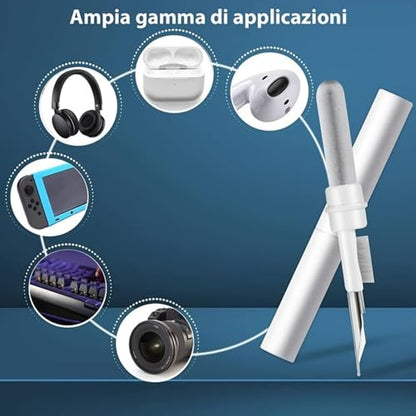 3-in-1 Earbud Cleaning Pen for AirPods Pro 1 2 3, AirPods Cleaner Pen with Metal Tip, Soft Brush and Flocking Sponge for Charging Cases, Wireless Earphones, Phones, Keyboards and Electronics, White