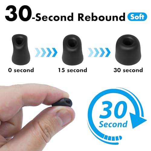 Cyberguys! Memory Foam Ear Tips Replacement for DEWALT Earbuds | Noise-Isolating Foam Earbud Tips, Fits 5.0–5.2mm Nozzle, Soft Comfort, Enhanced Bass Seal, 3 Pairs with Storage Case