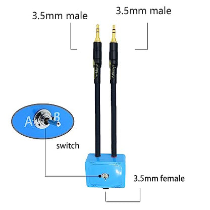 Arklove 15ft Sound Channel swicher 1/8" aux Input 3.5mm Female to 2X 3.5 Output Switch Selector 2 in 1 Out R/L Stereo Audio 1 in 2 Out Stereo Audio Splitter with Phone pc Player - size: 15ft, style: 3.5mm switch selector