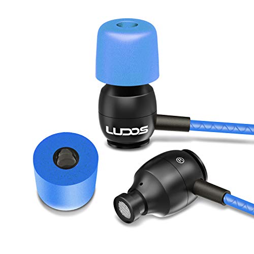 LUDOS Clamor Wired Earbuds in-Ear Headphones, 5 Years Warranty, Earphones with Microphone, Noise Isolating Ear Buds, Memory Foam for iPhone, Samsung, School Students, Kids, Women, Small Ears - Blue - color: Blue, style: 3.5 mm